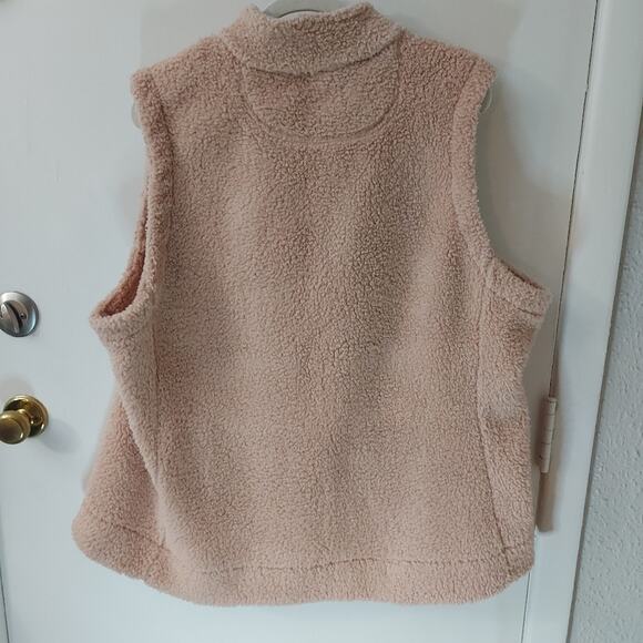 Calvin Klein Pink Faux Fur Zip Vest 1X Plus Size Angelcore Balletcore Mobwife - Picture 7 of 13